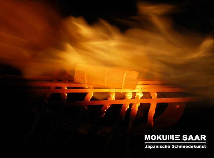 Mokume Gane Schichtblock im Feuer